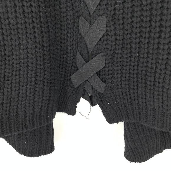 David and Young Women's O/S Open Front Lace Up Back Cardigan Sweater Vest Black - Picture 7 of 7